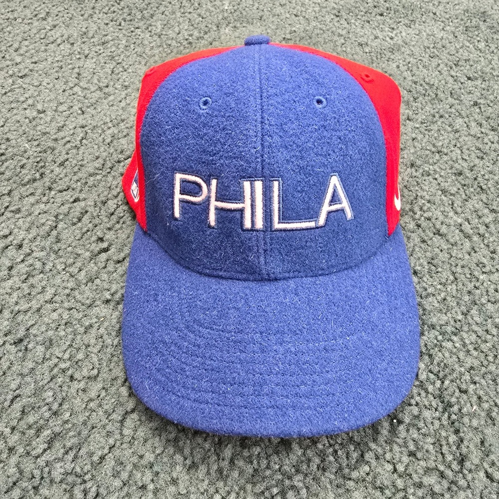 Nike Team Philadelphia 76ers Pro Swoosh Flex Hat Blue Red PHILA Mens XL